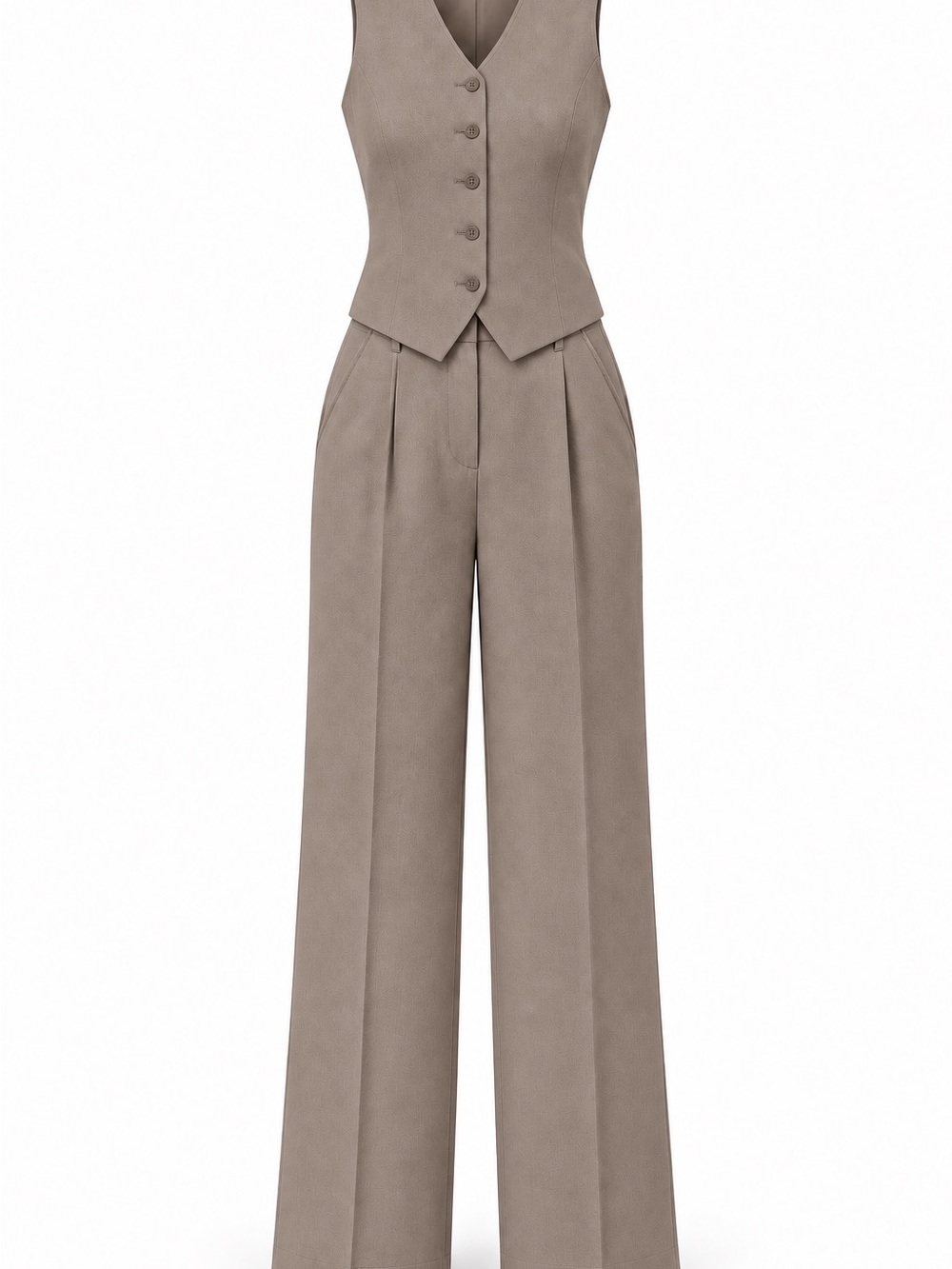 Aritzia Wide-Leg Tailored Trousers in Taupe